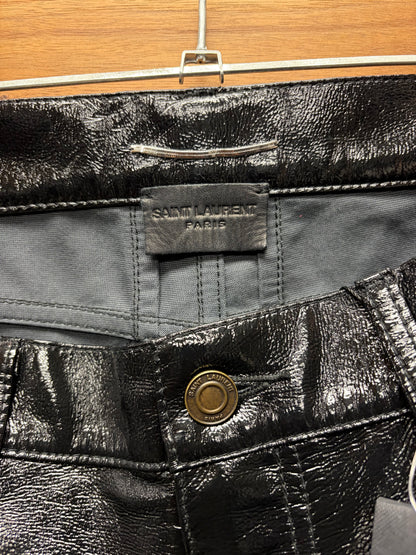 AW2013 Saint Laurent by Hedi Slimane ‘D02’ Black Waxed Faux Leather Vinyl Skinny Jeans