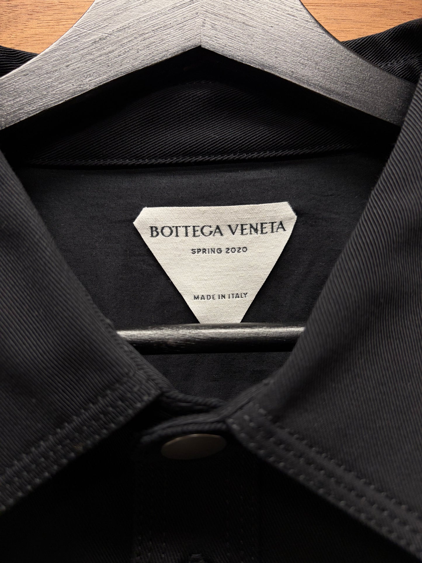 SS2020 Bottega Veneta Twill ‘Single Welt Pocket’ Oversized Black Work-Shirt