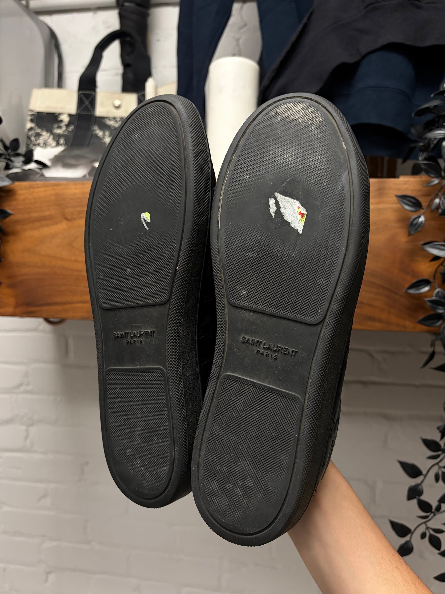 Saint Laurent Star ‘Court Classic’ Black Leather Low Top Sneakers
