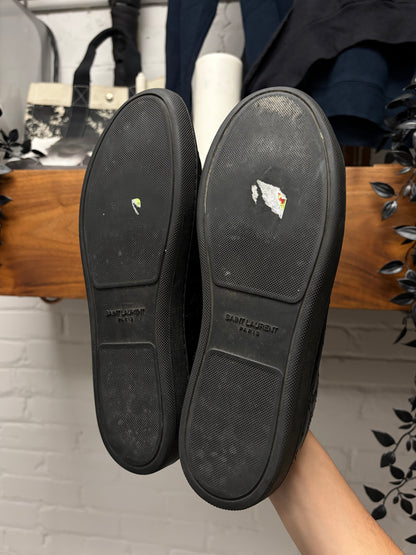 Saint Laurent Star ‘Court Classic’ Black Leather Low Top Sneakers