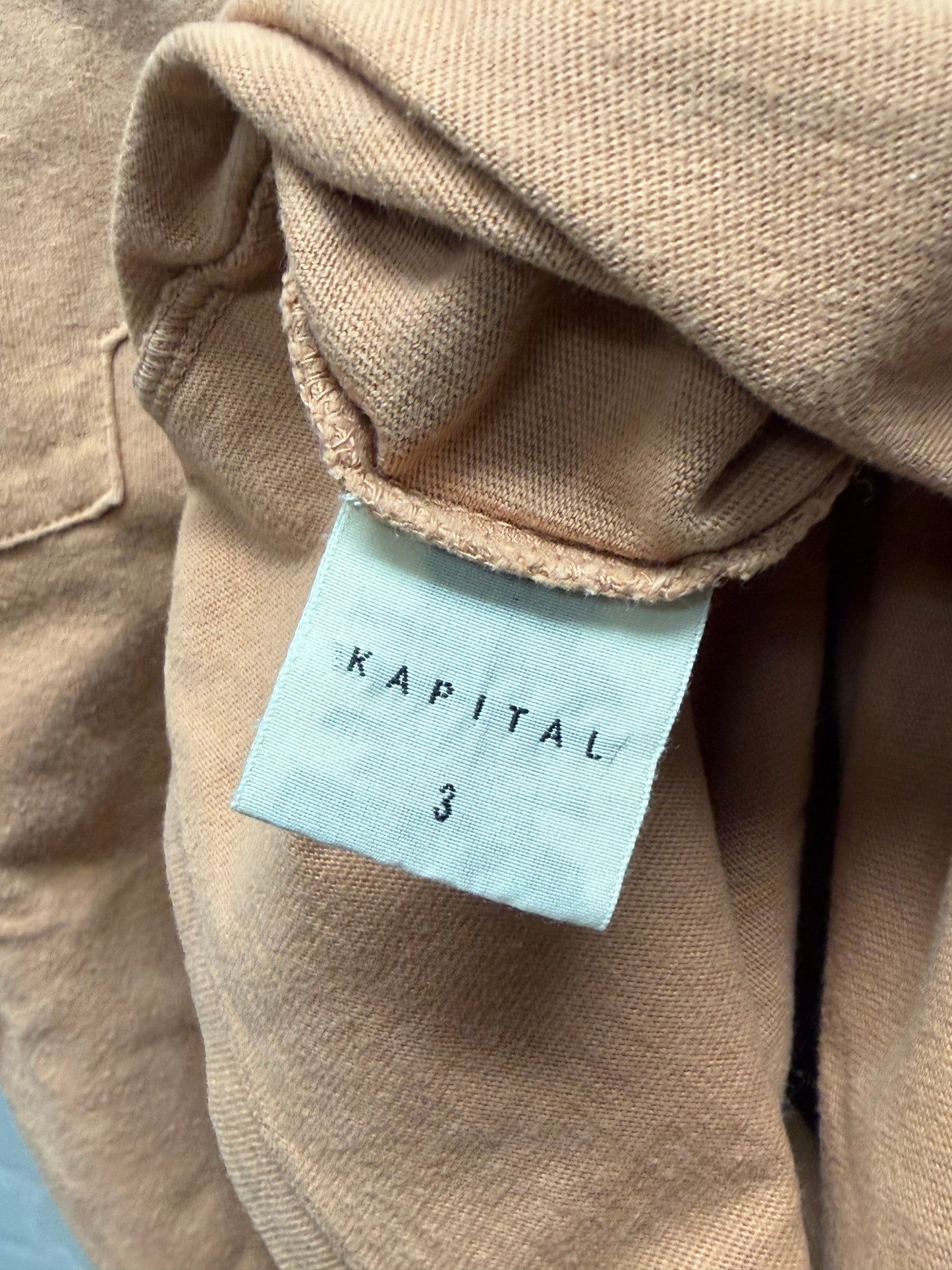 Kapital ‘Puzzle’ Sun Faded Orange Short Sleeve Cotton T-Shirt