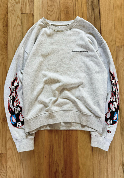 Chrome Hearts Mattyboy ‘Brain Flame’ Grey Crewneck Sweatshirt