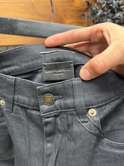 2017 Saint Laurent Black Distressed ‘D02’ Skinny Jeans