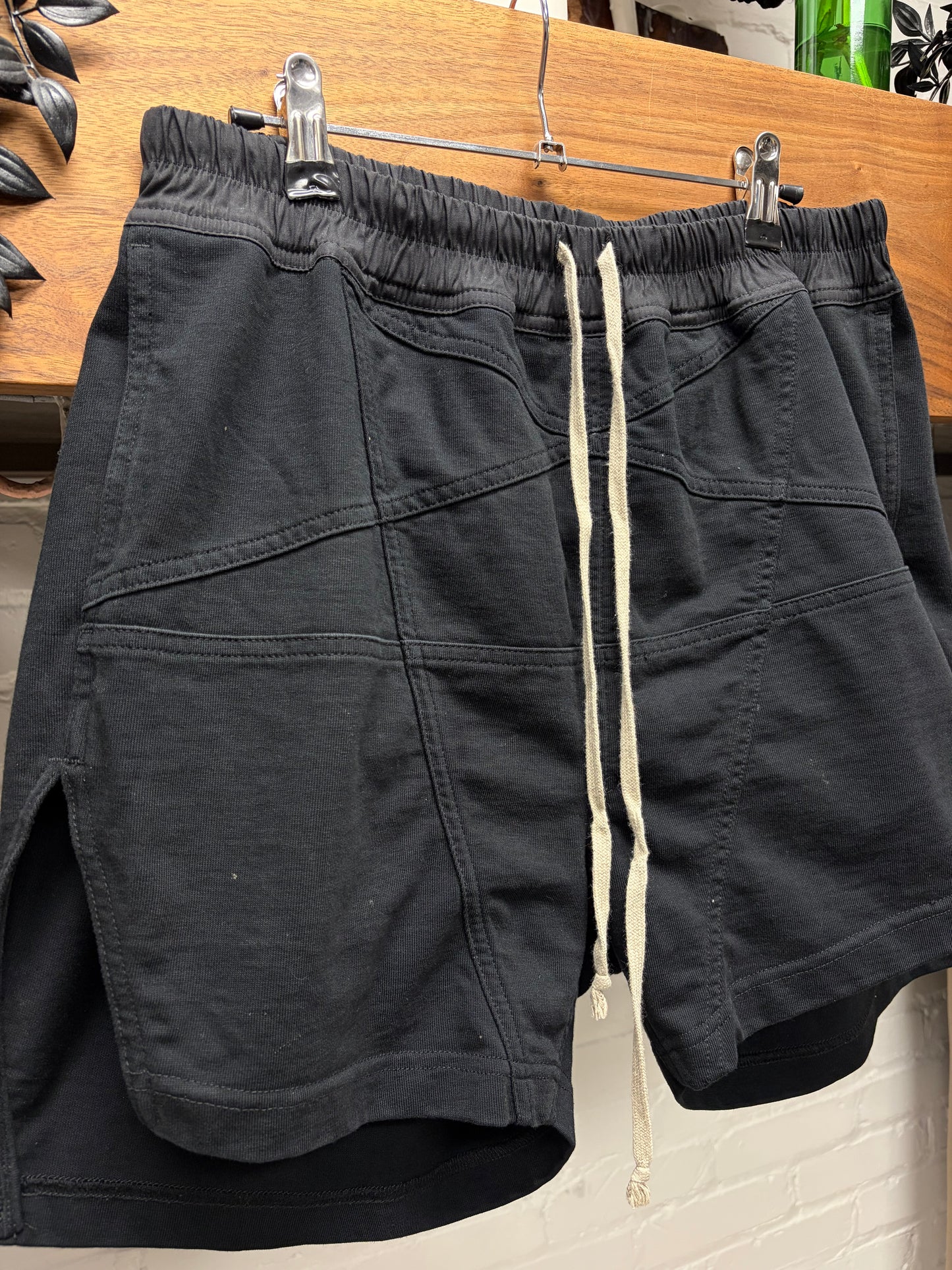 AW2022 Rick Owens ‘Pentagram’ Black Drawstring Boxing Shorts