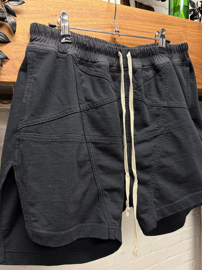 AW2022 Rick Owens ‘Pentagram’ Black Drawstring Boxing Shorts