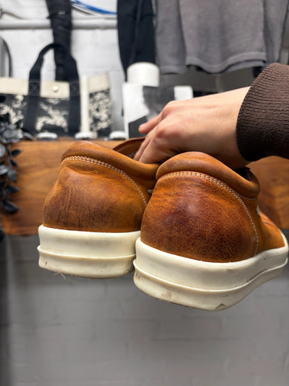 SS2024 Rick Owens ‘Vans’ Clay/Milk Leather Low Top Sneakers