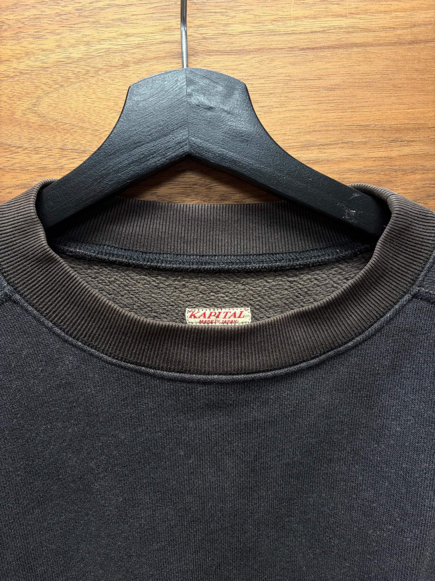 Kapital Vintage Washed Black Pullover Cotton Sweatshirt