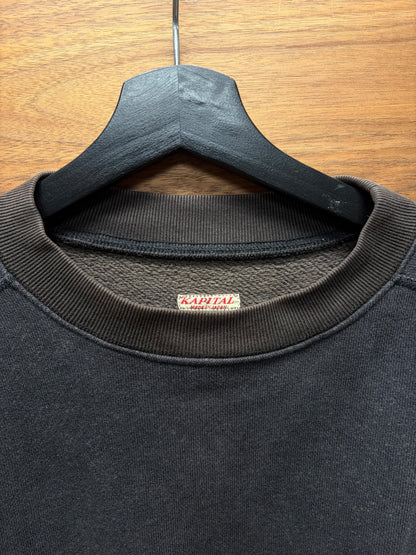 Kapital Vintage Washed Black Pullover Cotton Sweatshirt