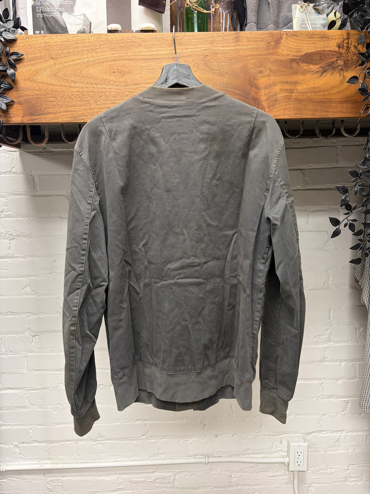 Helmut Lang Faded Sun Faded Grey Bomber Jacket with Ribbed Finish