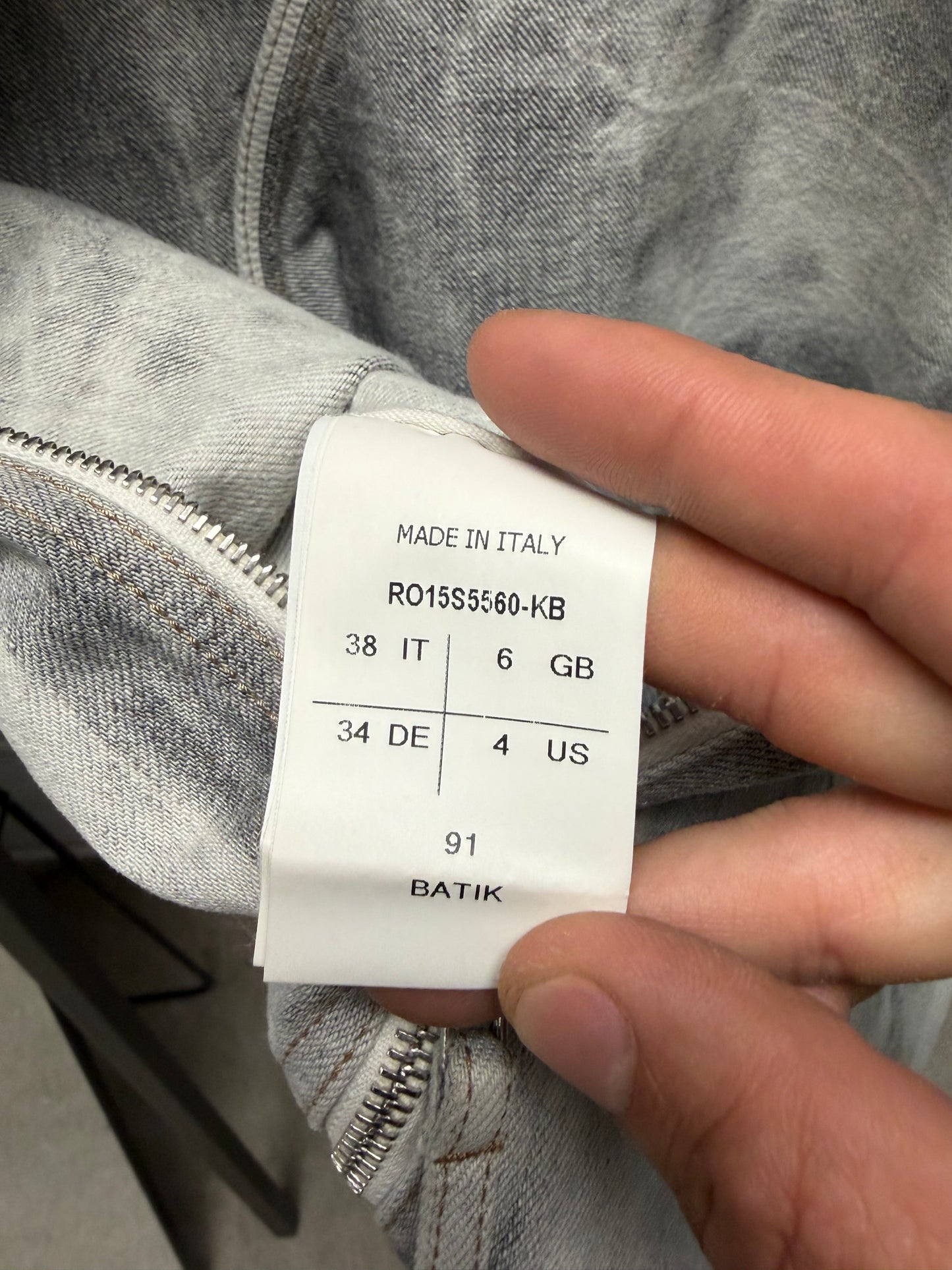 SS2015 Rick Owens ‘Faun’ Batik Grey Smoke Washed Denim Dress