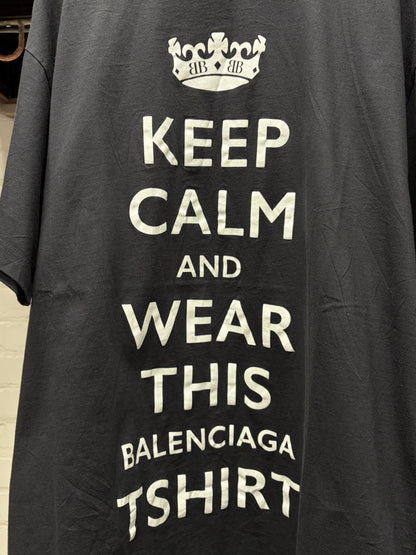SS2025 Balenciaga ‘Keep Calm’ Parody Oversized Black Slogan T-Shirt