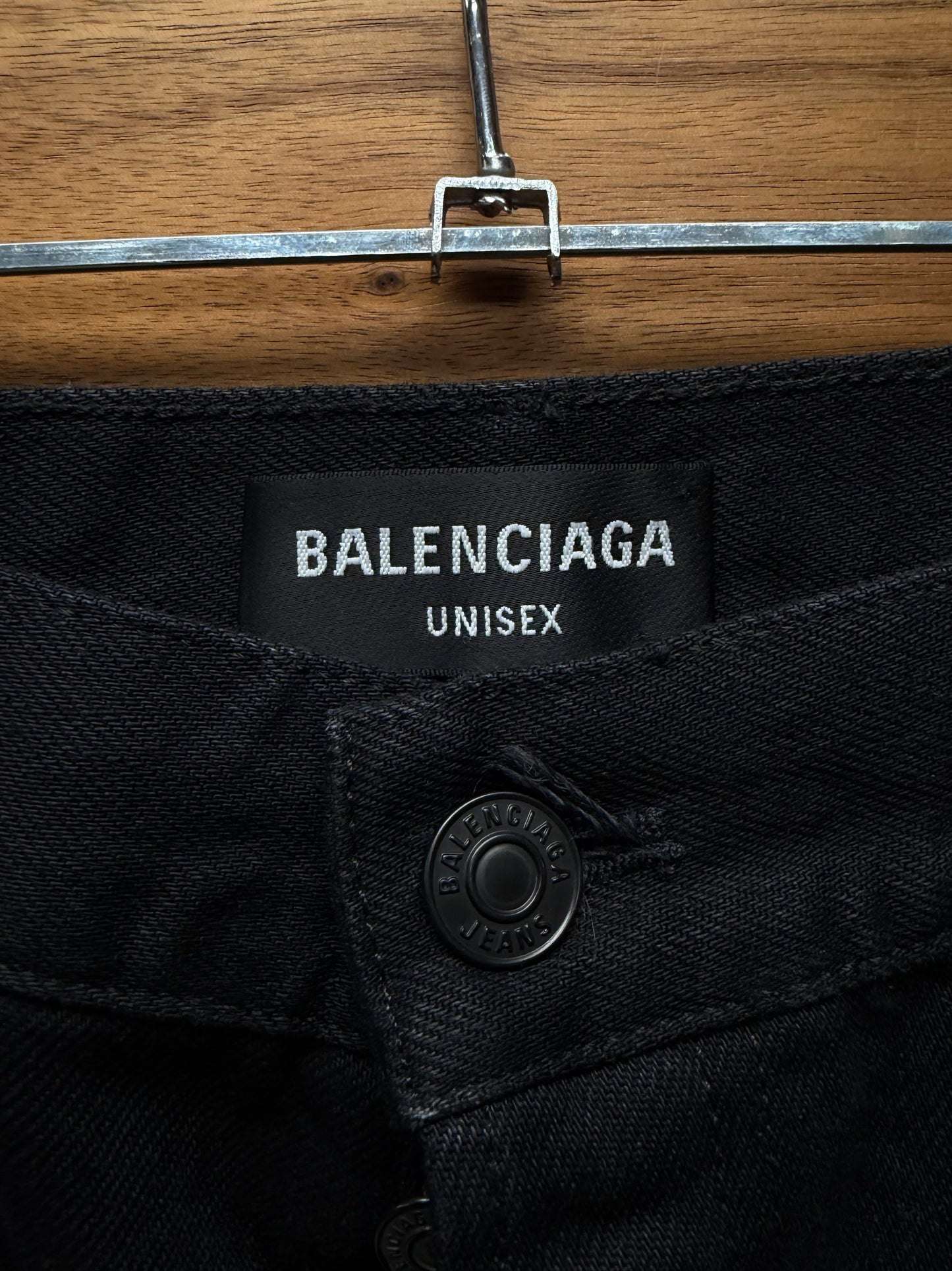 2022 Balenciaga ‘Heelbite’ Washed Black Bootcut Jeans