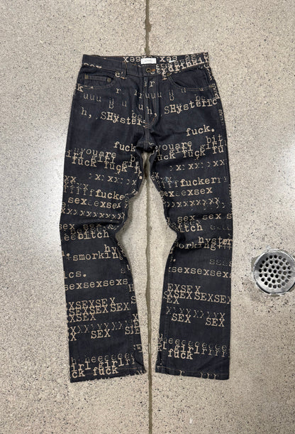 Hysteric Glamour ‘Typewriter’ Faded Black Flared Denim