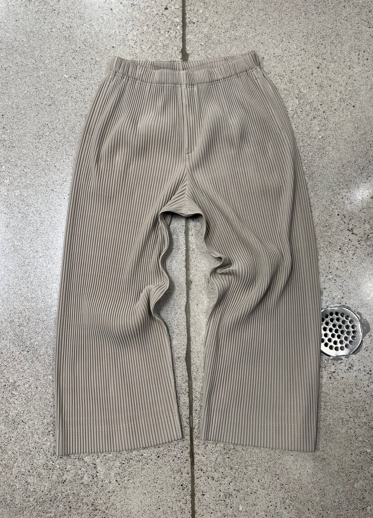 Issey Miyake ‘Homme Plisse’ Wide Leg Tan Brown Pleated Trousers