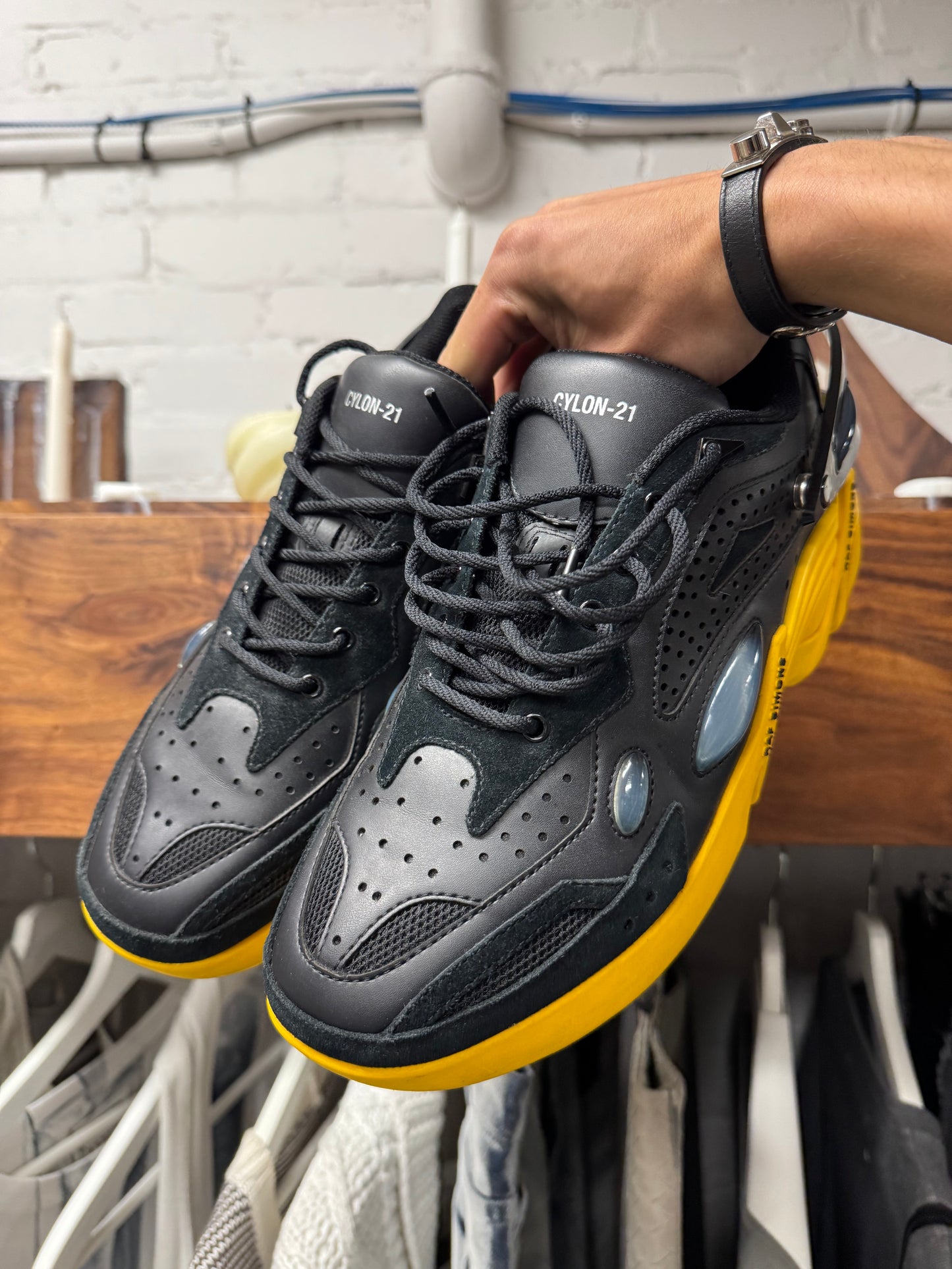 SS2021 Raf Simons ‘Cyclone’ Black/Yellow Low Top Sneakers