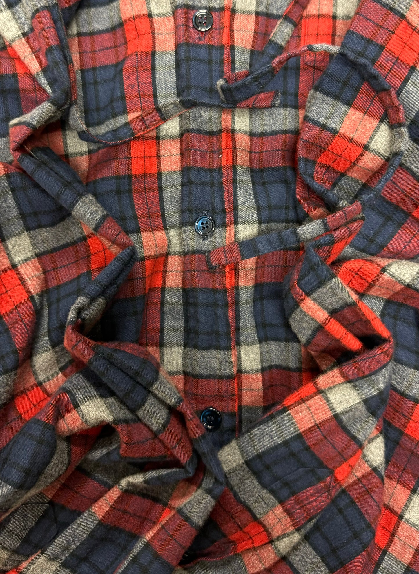 2017 Balenciaga Red/Blue Hooded Plaid Flannel