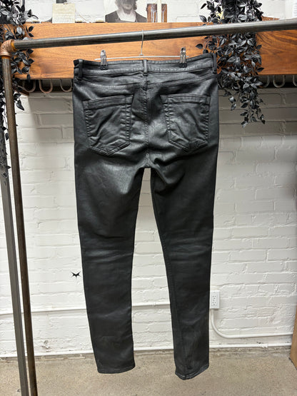 Rick Owens DRKSHDW Waxed Black ‘Tyrone Cut’ Zip Fly Skinny Jeans