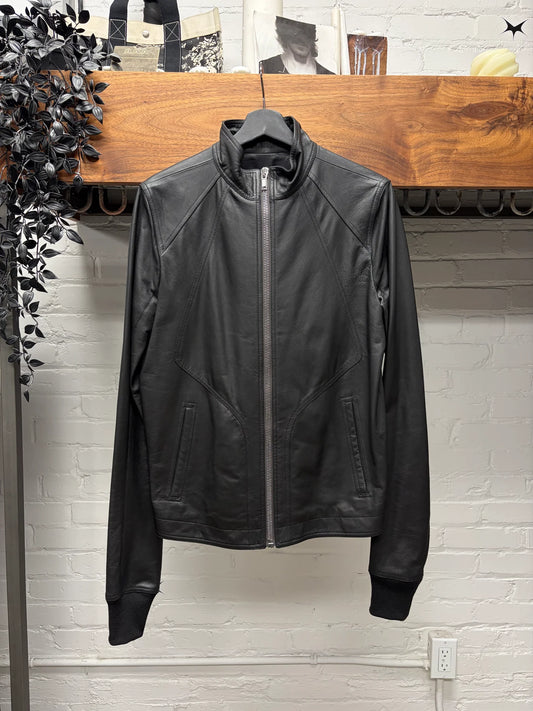 SS2021 Rick Owens ‘Phlegethon’ Intarsia Black Lambskin Leather Jacket