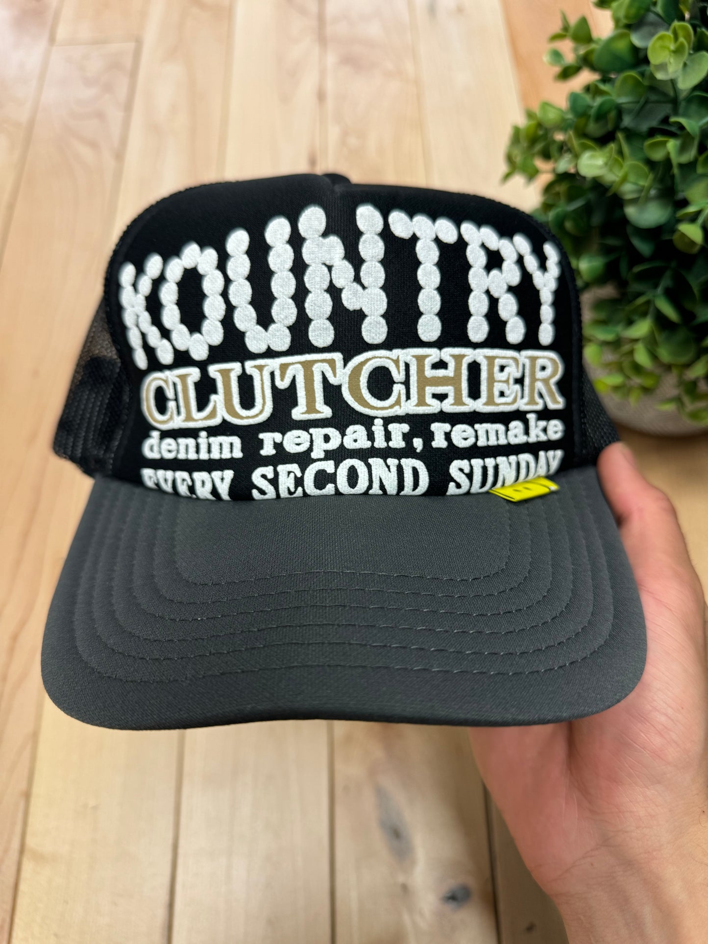 SS2024 Kapital Kountry Grey/Black Mesh Trucker Hat