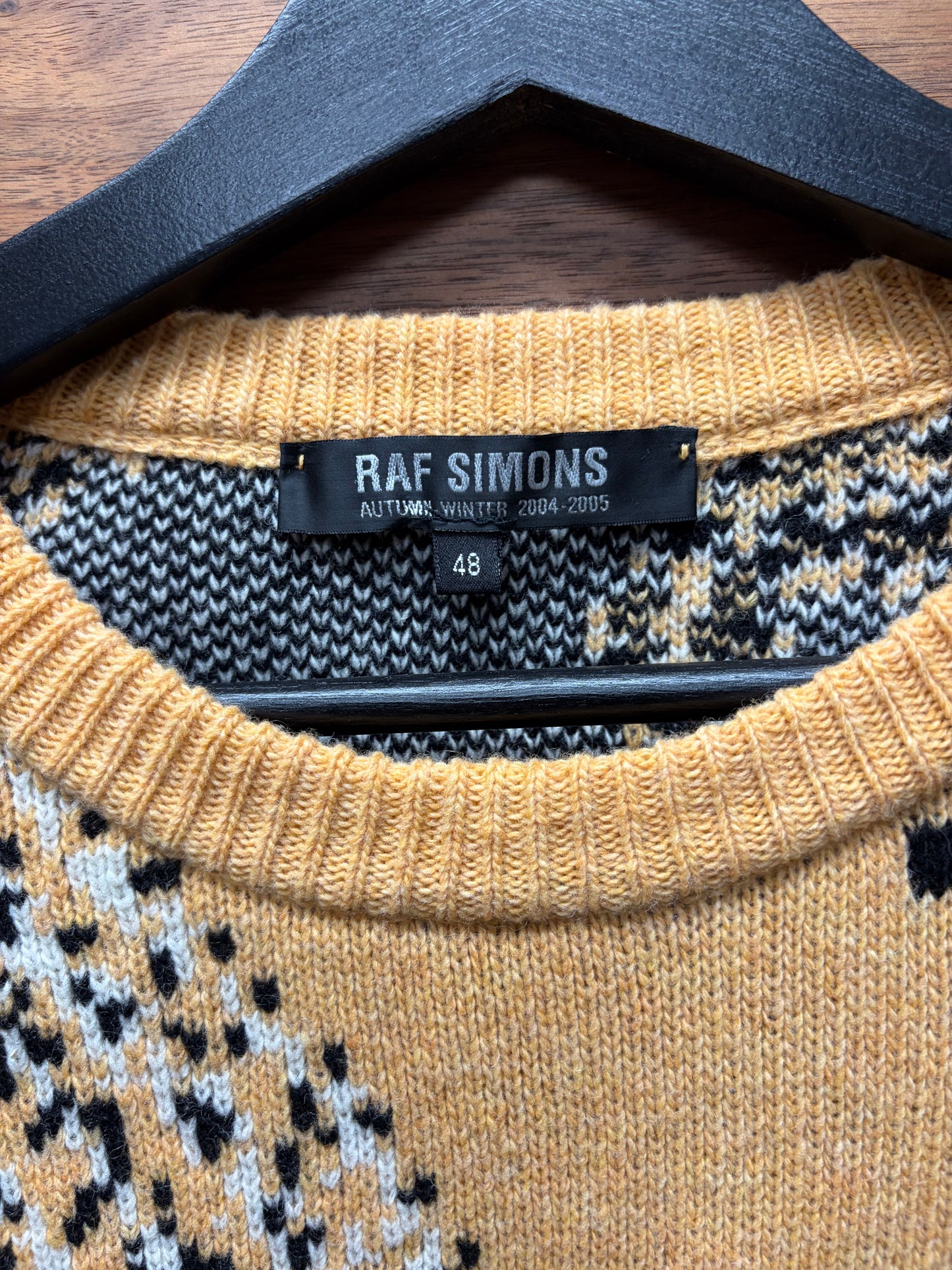 AW2004 Raf Simons ‘Waves’ Yellow Paisley Knit Sweater