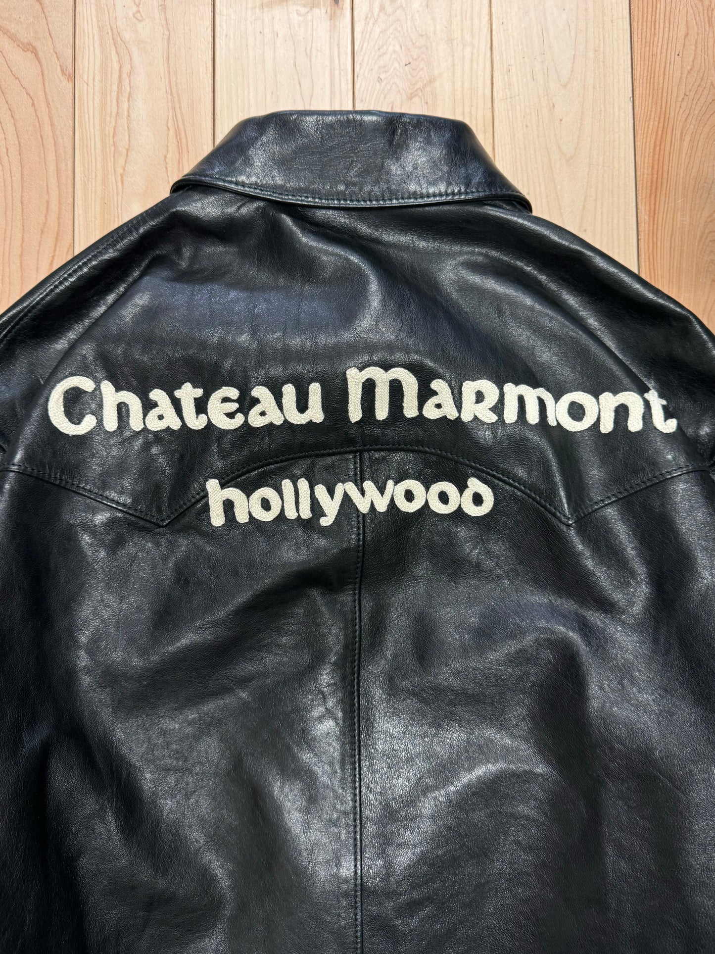 2019 Gucci Cruise Collection ‘Chateau Marmont’ Embroidered Leather Shirt