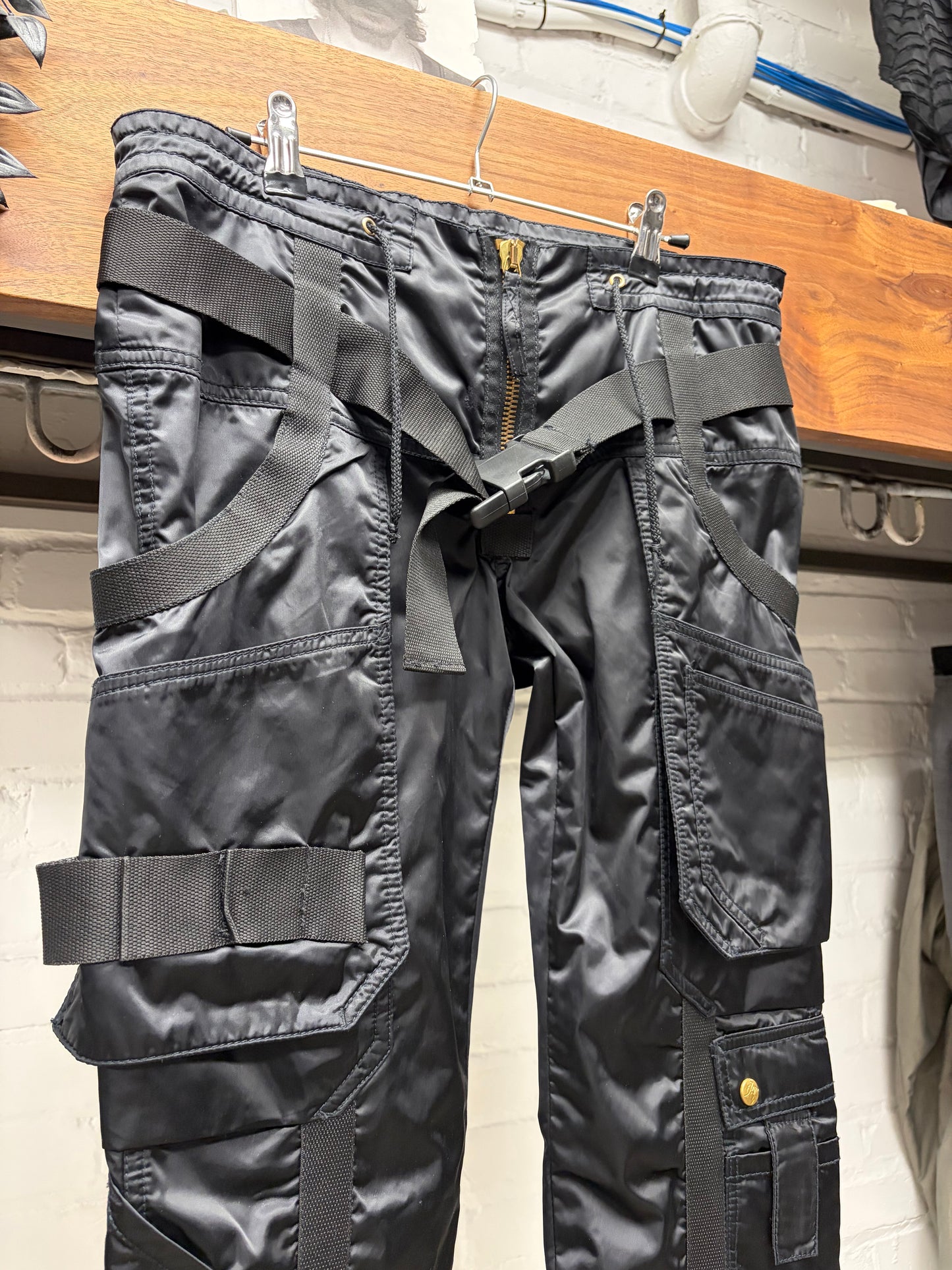 AW2003 Jean Paul Gaultier ‘Parachute’ Black Bondage Cargo Pants