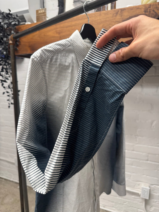 2008 Alexander McQueen ‘Gradient Pinstripe’ White/Blue Button Up Shirt