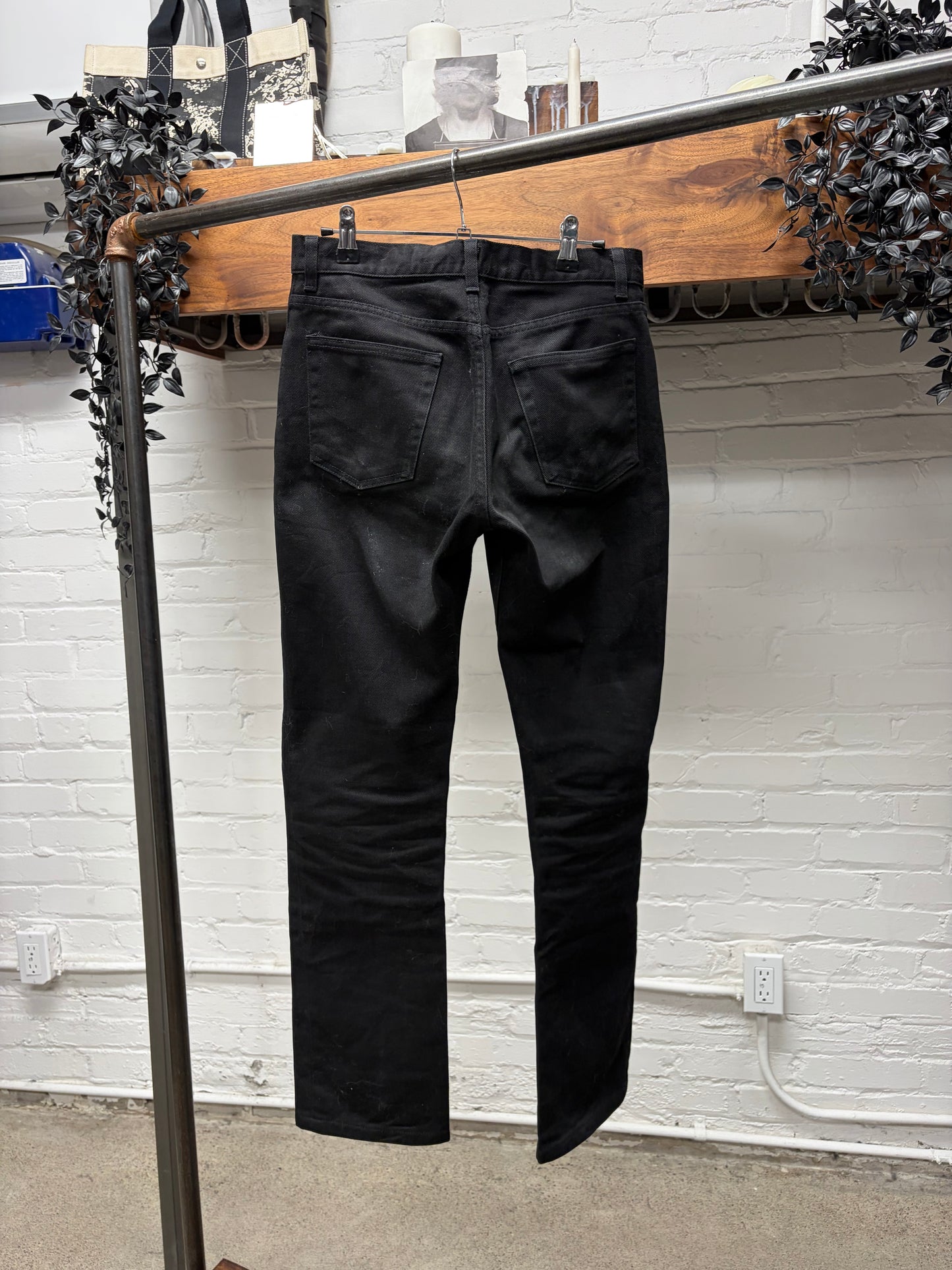 Vintage Helmut Lang ‘Classic Denim’ Waxed Black Bootcut Jeans