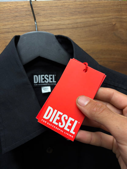 Diesel Embroidered ‘D-Logo’ Black Button Up Shirt