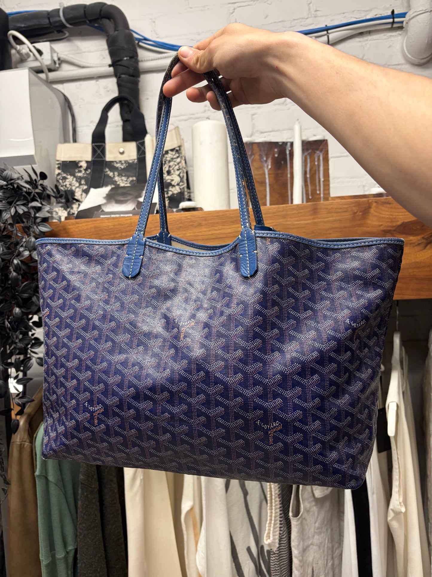 Goyard ‘ST Louis PM’ Blue Monogram Tote Bag