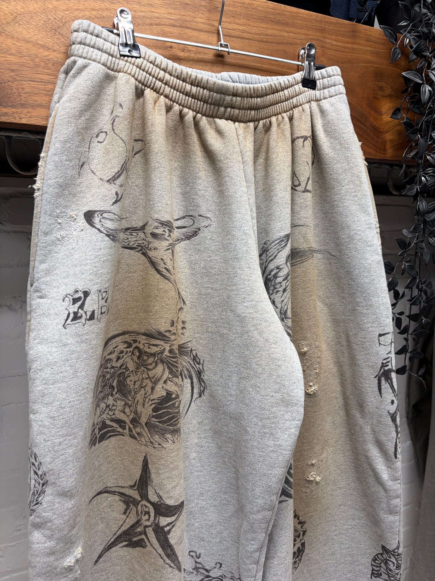 SS2024 Balenciaga ‘Tattoo’ Grey Dirt Washed Baggy Sweatpants