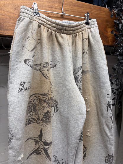 SS2024 Balenciaga ‘Tattoo’ Grey Dirt Washed Baggy Sweatpants