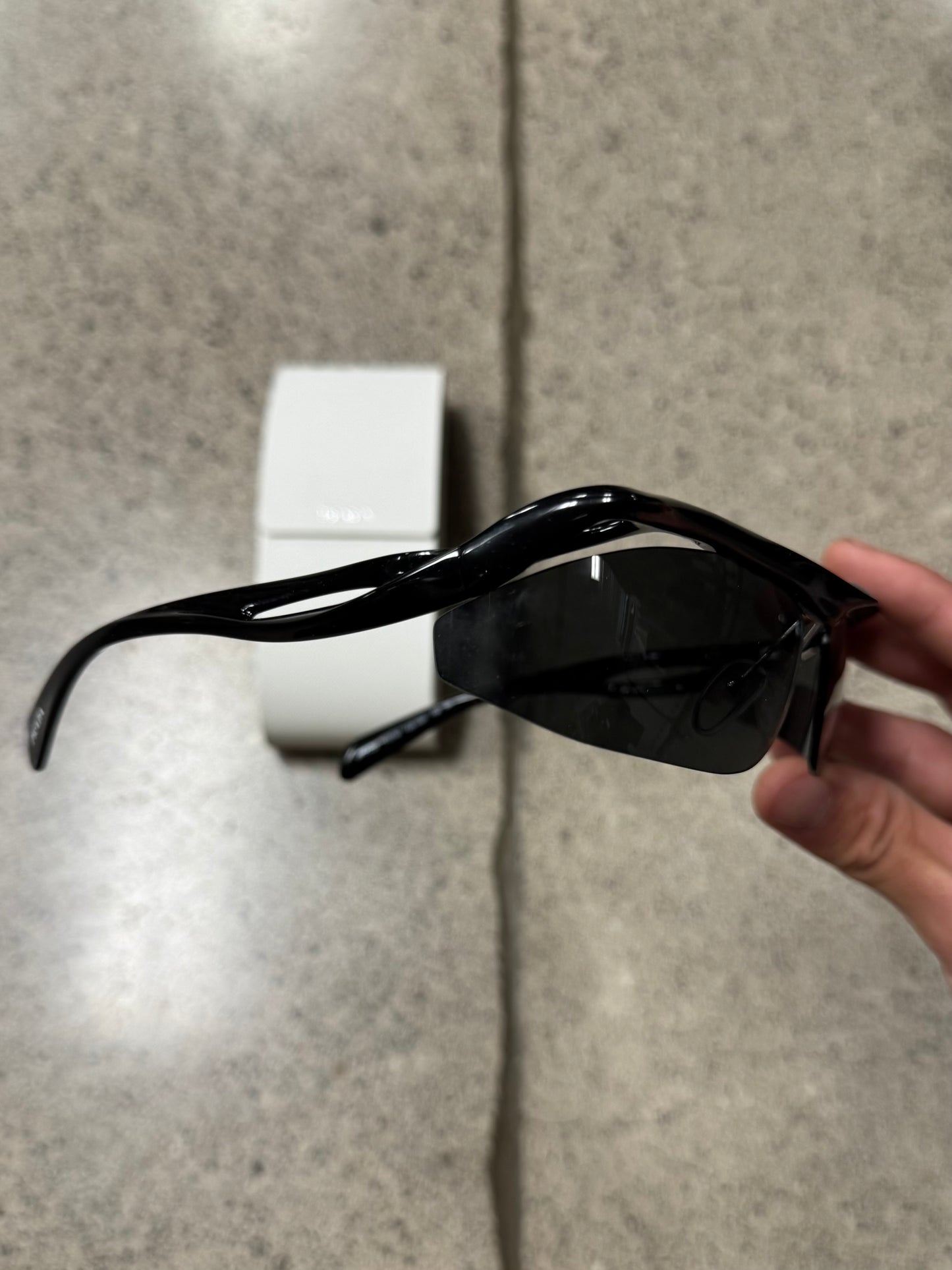 SS2024 Prada Futuristic Wire Frame Half Rim Sunglasses