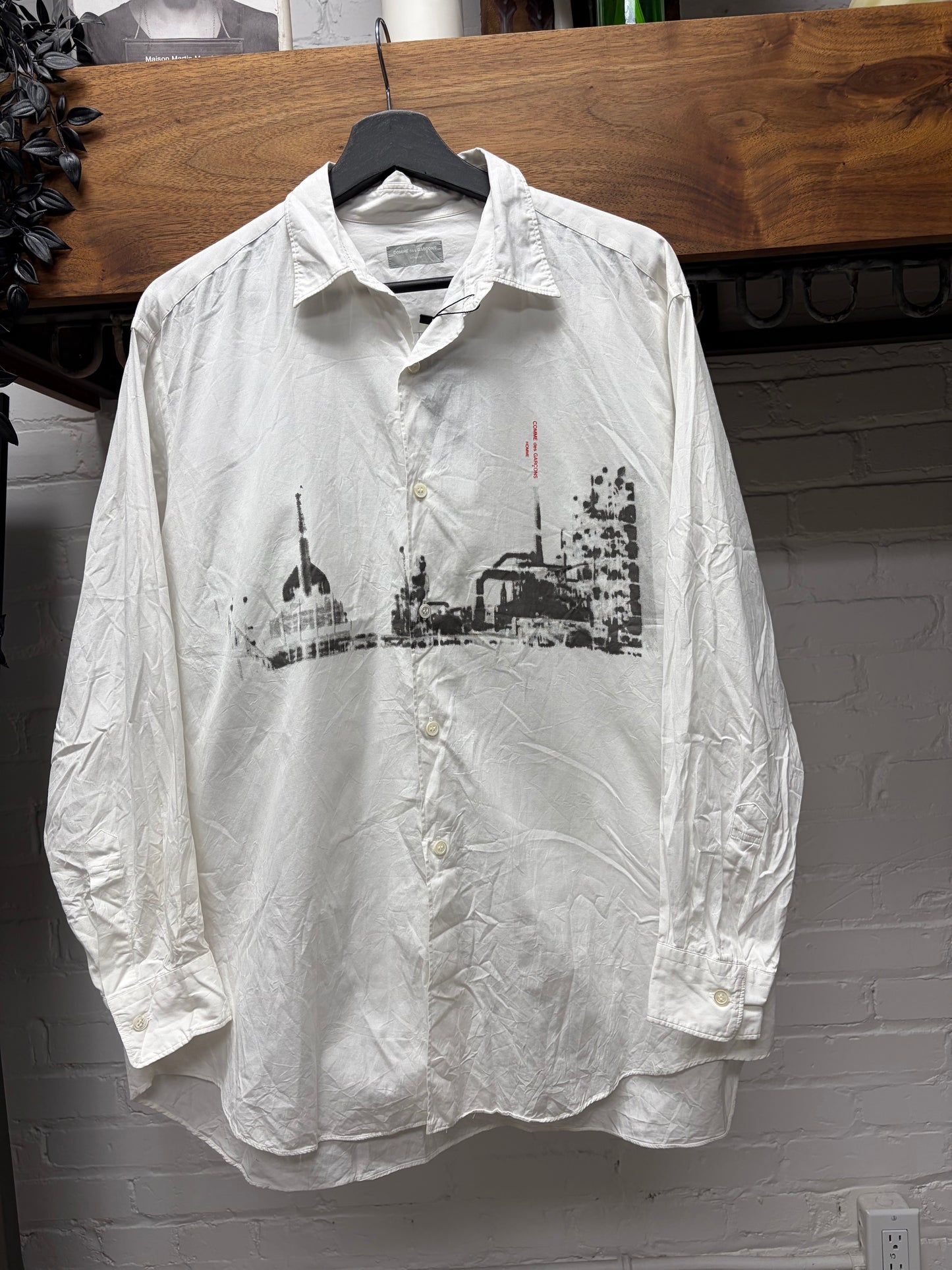 1991 Comme Des Garçons Homme ‘Cityscape’ White Button Up Shirt