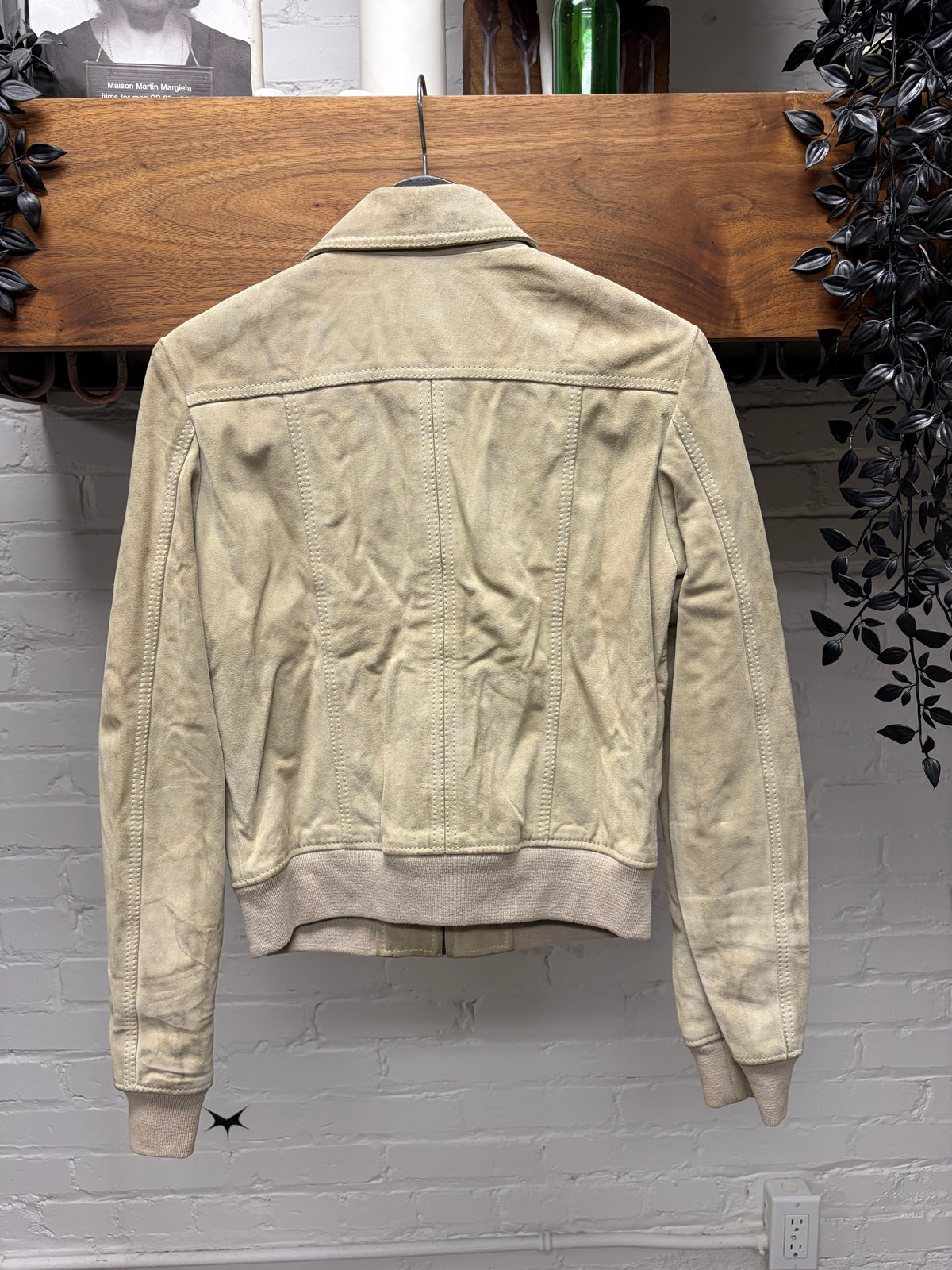 Dolce and Gabbana Tan Suede Calfskin Leather Zip-Up Collared Jacket