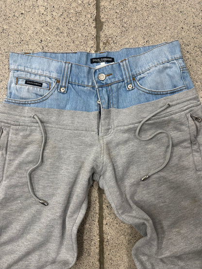 2000s Dolce & Gabbana Denim/Sweatpants Hybrid Bottoms