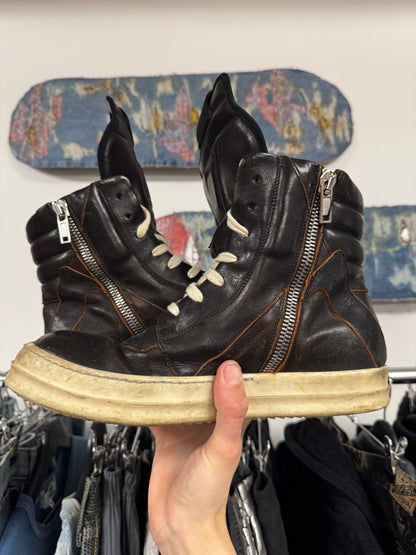 SS2019 Rick Owens ‘Babel’ Brown/Orange Leather Geobaskets