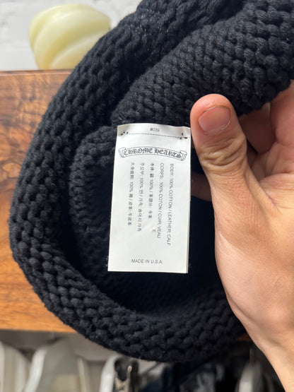 Chrome Hearts Cashmere Leather ‘Single Cross Patch’ Black Knit Beanie