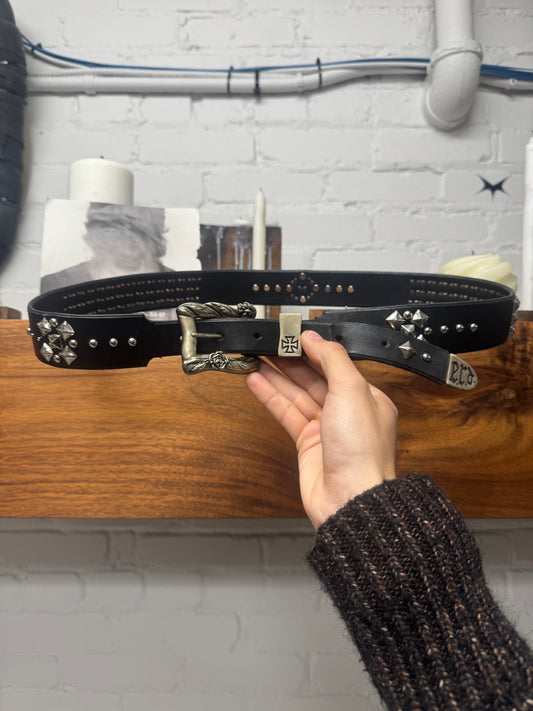 Enfants Riches Deprimes Double Studded Black Leather Western Belt