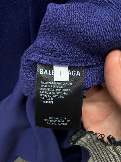 2020 Balenciaga ‘Campaign Logo’ Blue Pullover Sweatshirt