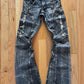 2000s Tornado Mart Distressed Flared Leg Grey Washed Denim.