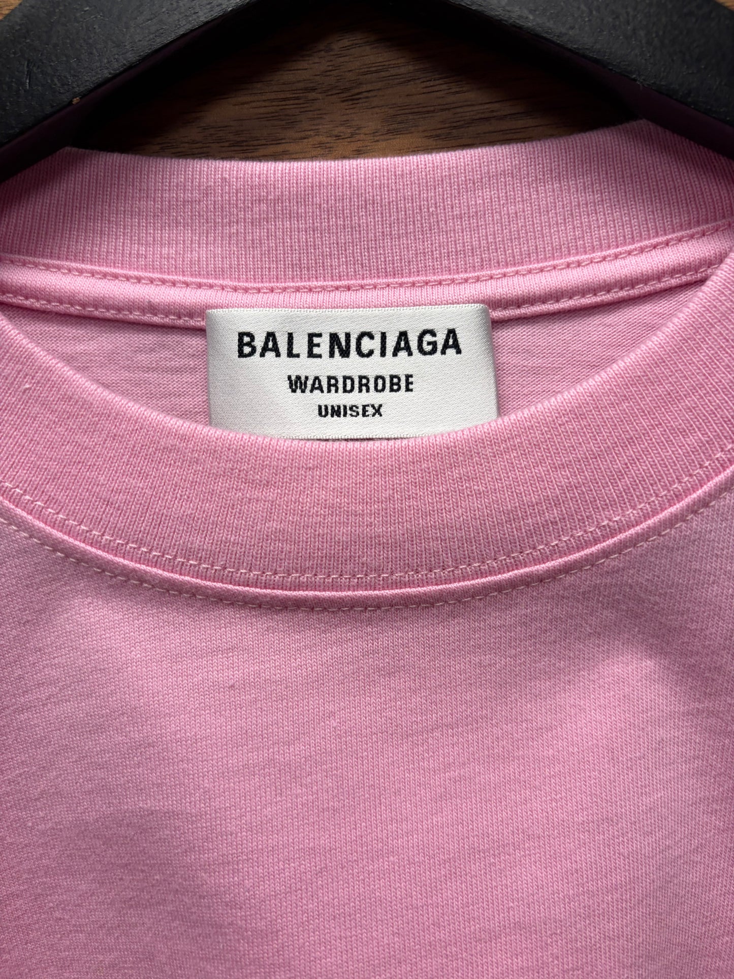 2021 Balenciaga Pink ‘Script Logo’ Oversized Cotton T-Shirt