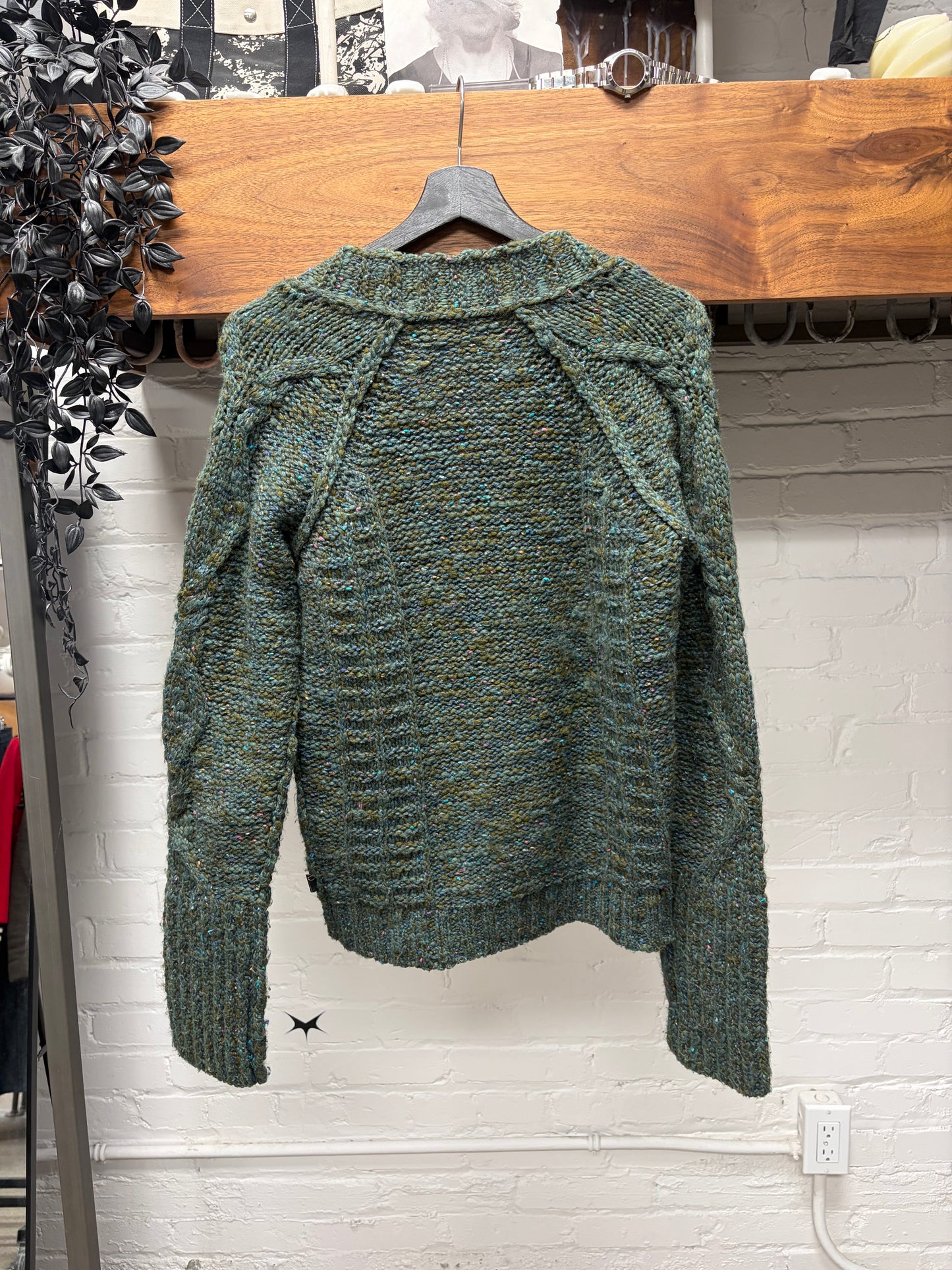 2000s Roberto Cavalli Felted Wool/Leather Button Collar Sweater