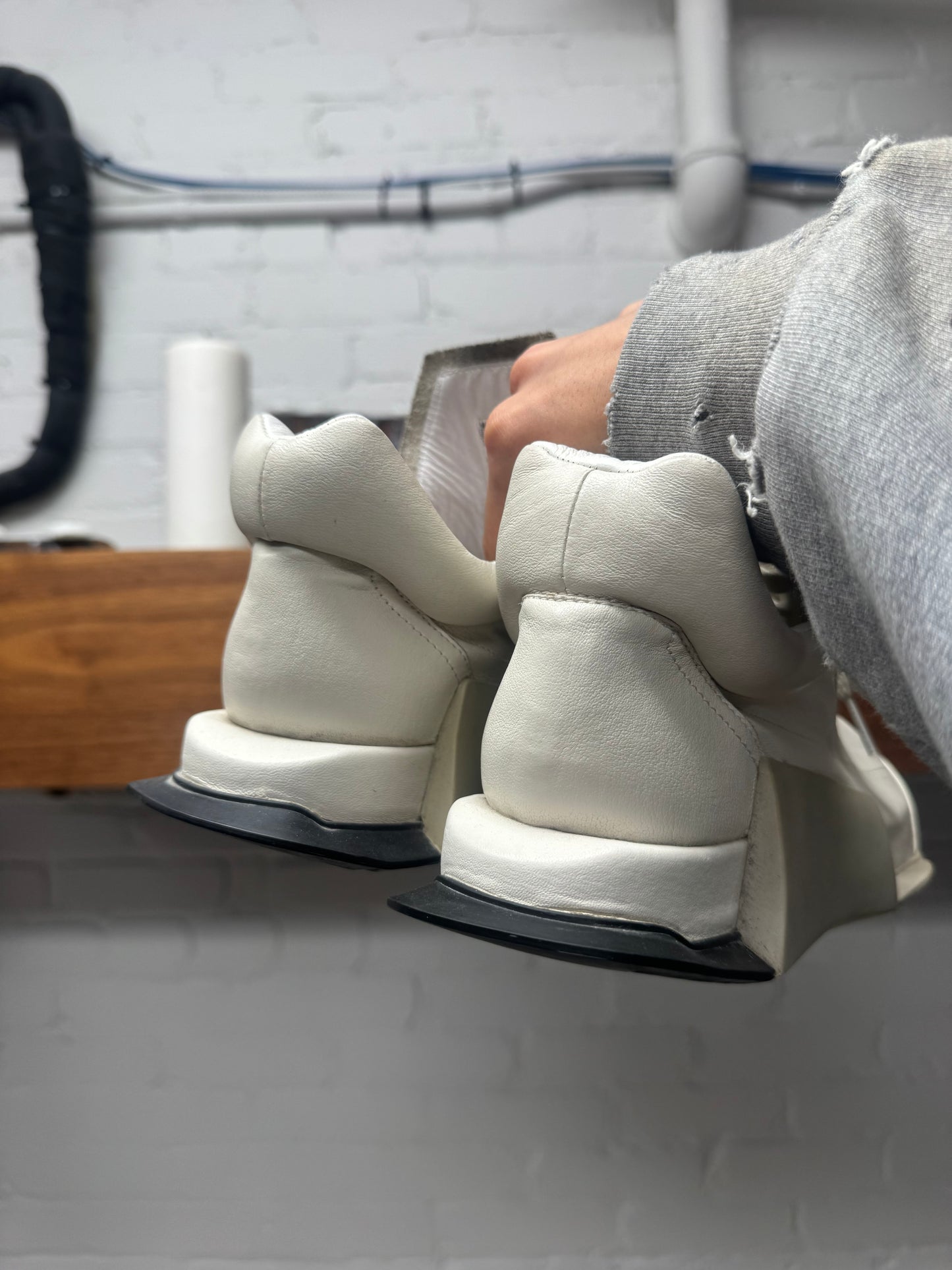 SS2021 Rick Owens ‘Phlegethon’ Milk White Leather Runners