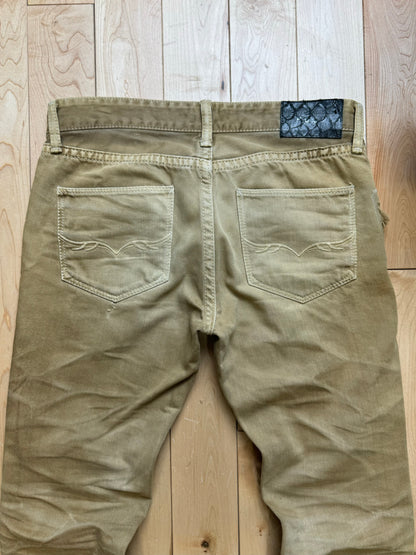 Fuga ‘Sand Brown’ Distressed Flared Denim