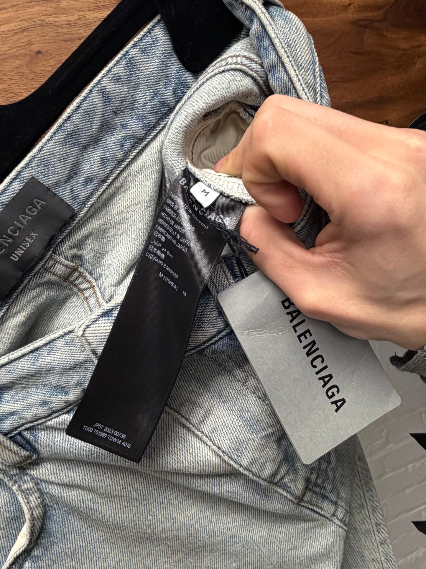 2023 Balenciaga ‘Dirt Wash’ Light Blue Flared Leg ‘Heelbite’ Denim