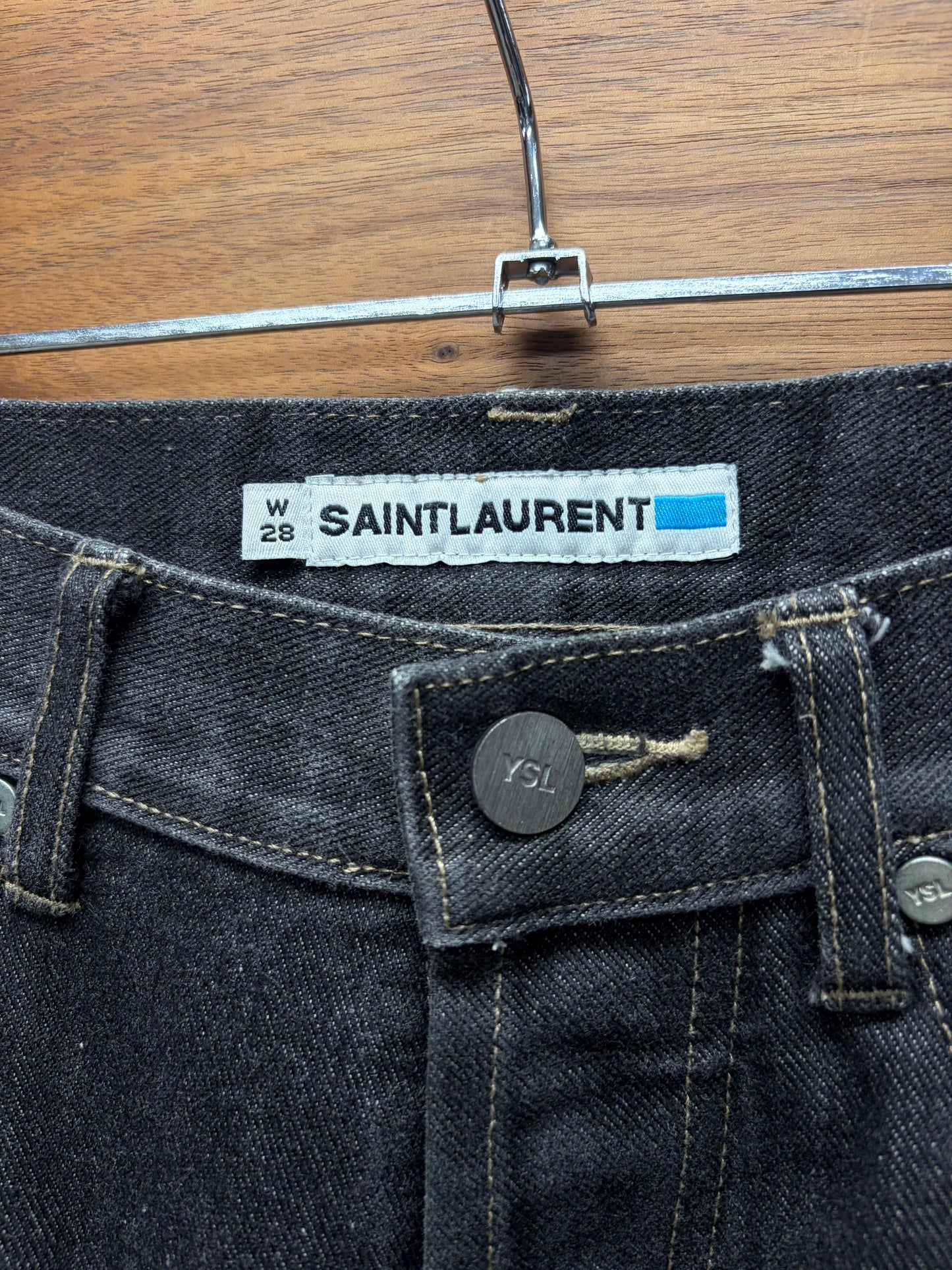 2000s Saint Laurent Straight Leg Bootcut Black Denim
