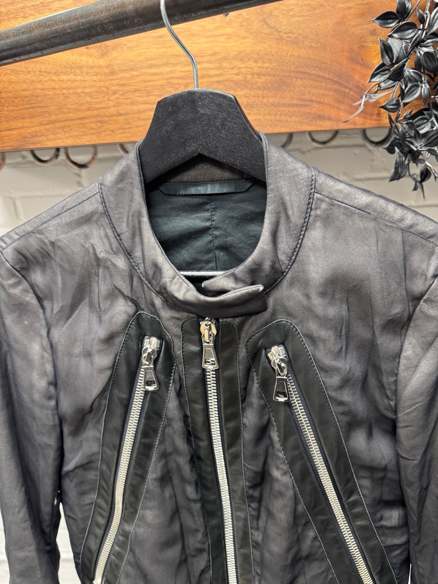 Maison Margiela ‘Silk Wrapped’ Leather Trim ‘5-Zip’ Jacket