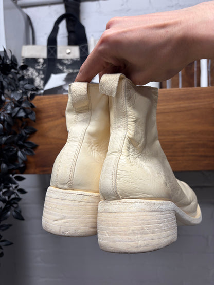 Guidi ‘PL1’ Front Zip Cream White Horse Leather Boots