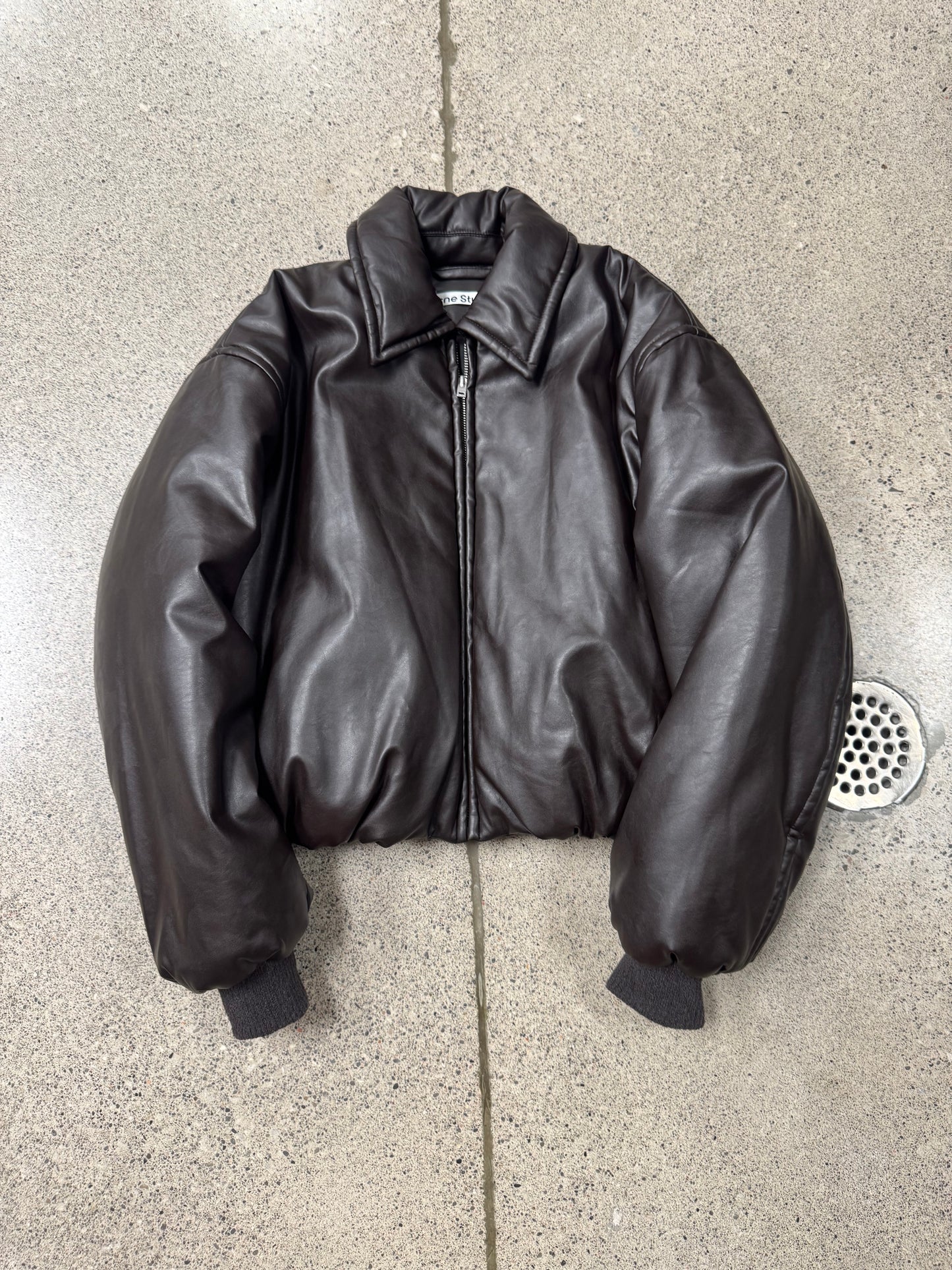 Acne Studios ‘Coated’ Brown Cropped Bomber Jacket